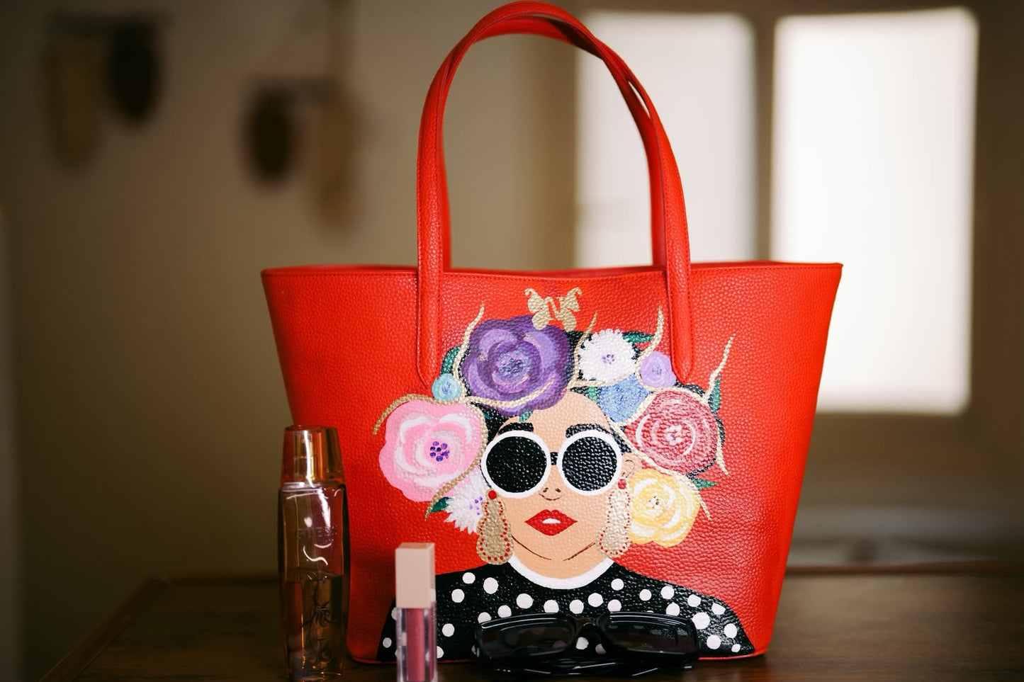 Floral red bag